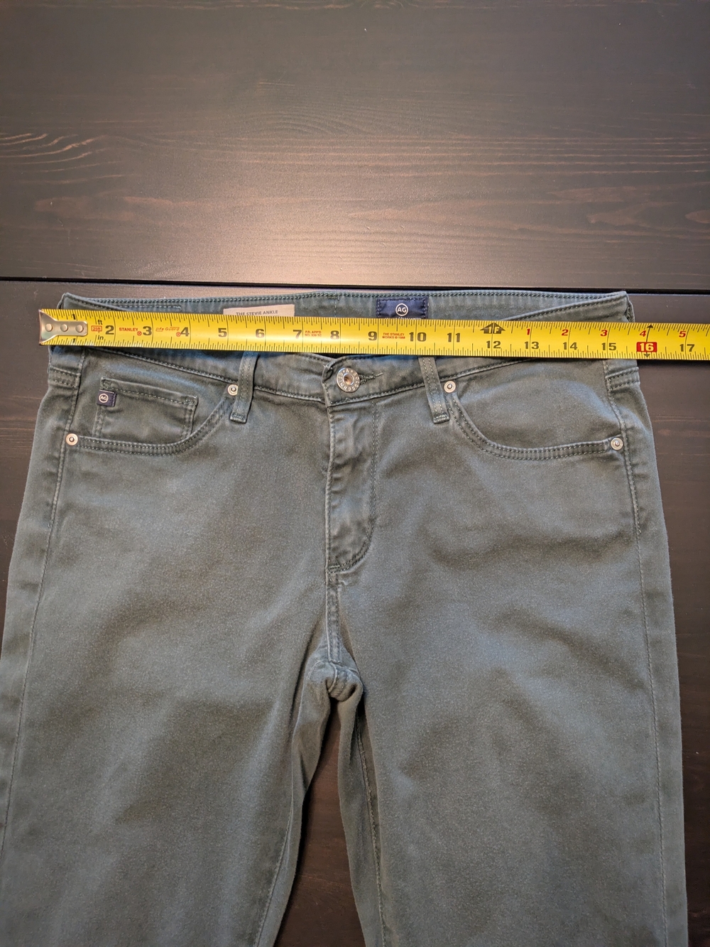 AG Anthropologie Green Stevie Slim Straight Ankle Jeans Sz 29 - Picture 5 of 8